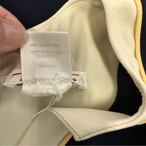 Vintage Talbots Navy Blue Dress with Contrast Trim and Pearl Buttons - Size 4 - Picture 9 of 11